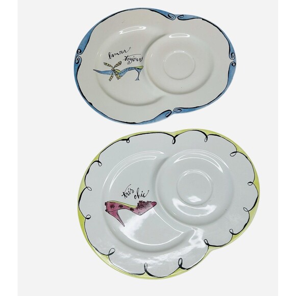 Rosanna Tea for Two Replacement Porcelain Plates Haute Shoe Design Two Plates - Picture 2 of 10